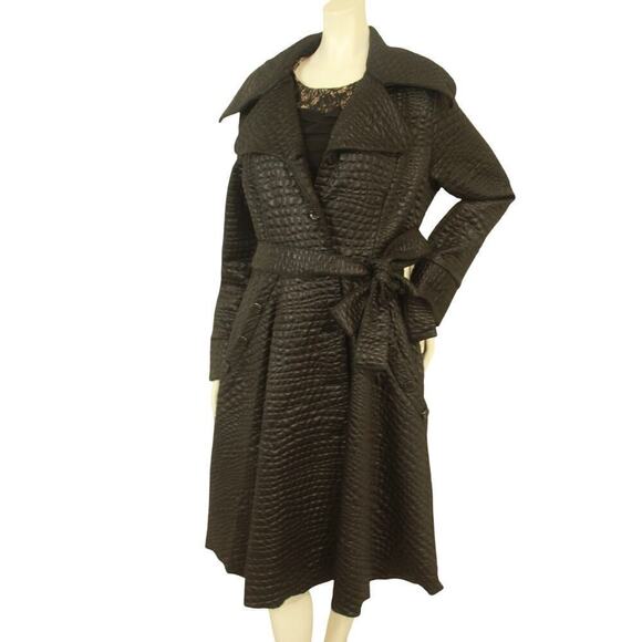 ✨HOST PICK✨ Samuel Dong Black Alligator Jacquard A-line Coat - Sz L (Boutique) - Picture 7 of 7